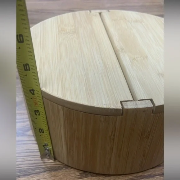 Brightroom 9" x 4" Circular Hinge Lid Bamboo Countertop Organizer - Picture 5 of 6